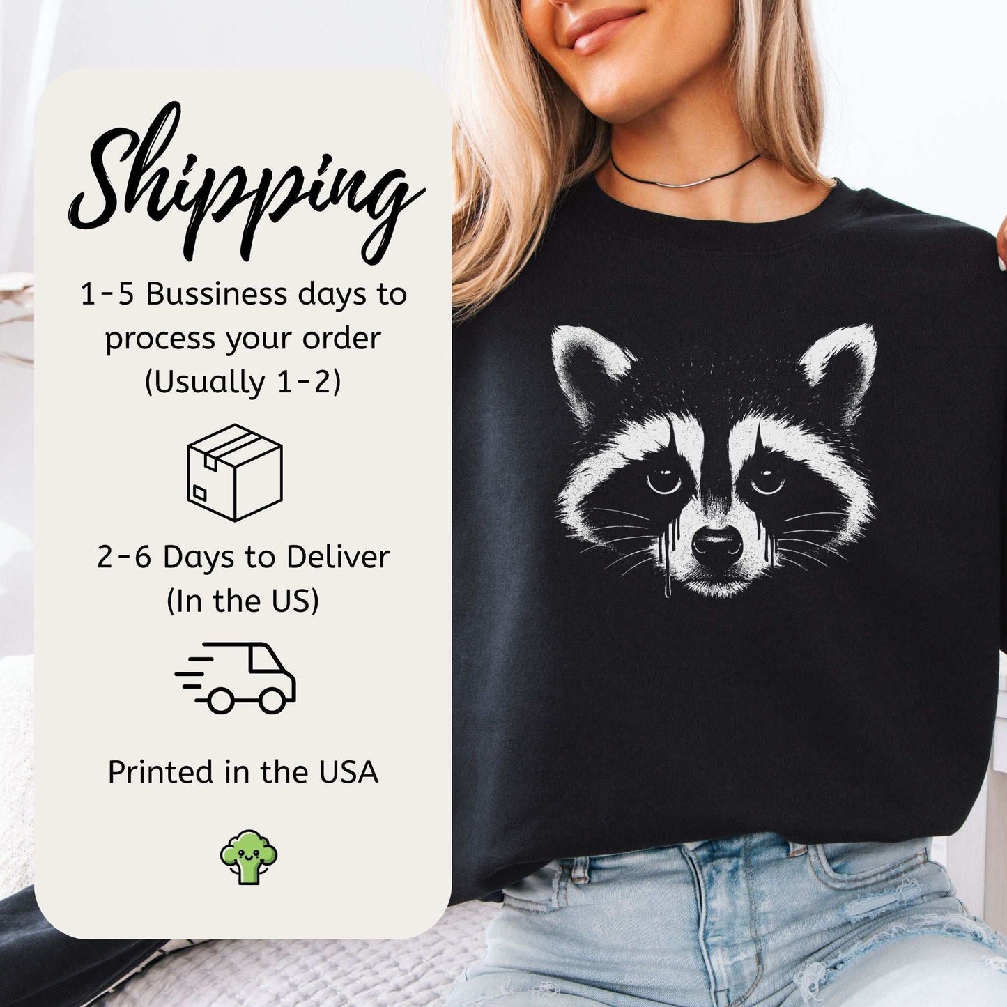 Gothcoon Raccoon Sweatshirt – Vintage Grunge Forest Spirit Vibes