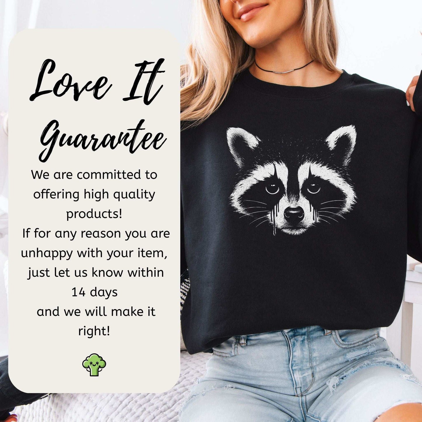Gothcoon Raccoon Sweatshirt – Vintage Grunge Forest Spirit Vibes