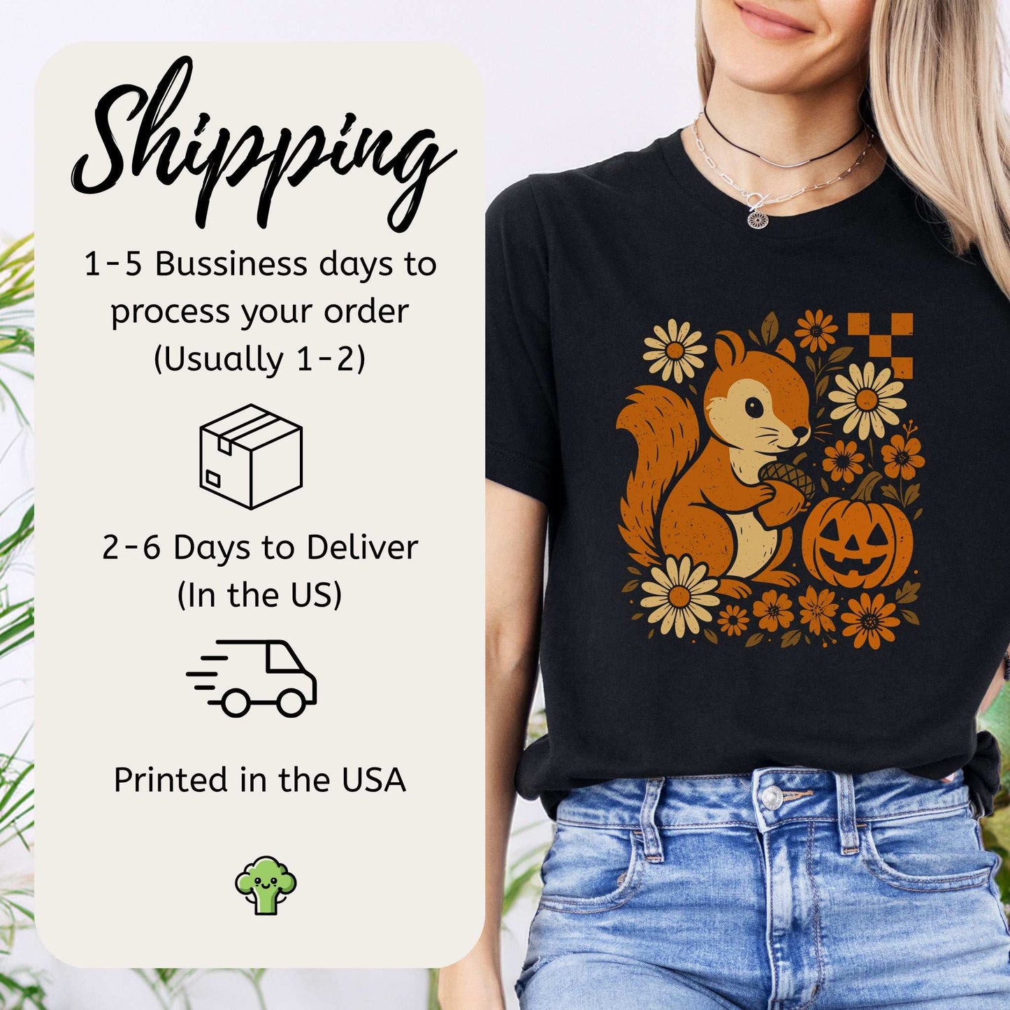 Pumpkin Patch Squirrel T-Shirt – Cute Retro Halloween Nature Vibes