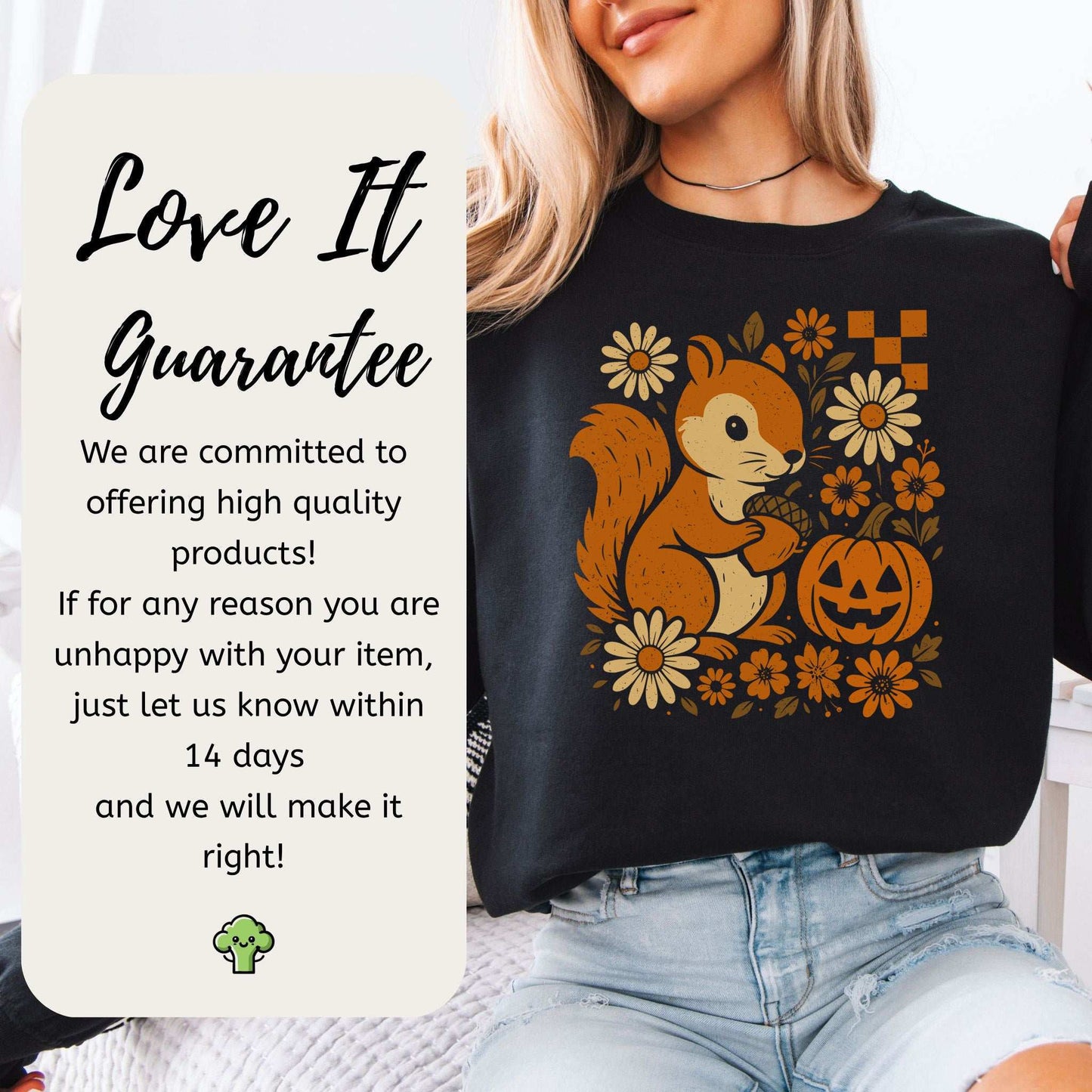 Pumpkin Patch Squirrel Sweatshirt – Cute Retro Halloween Nature Vibes
