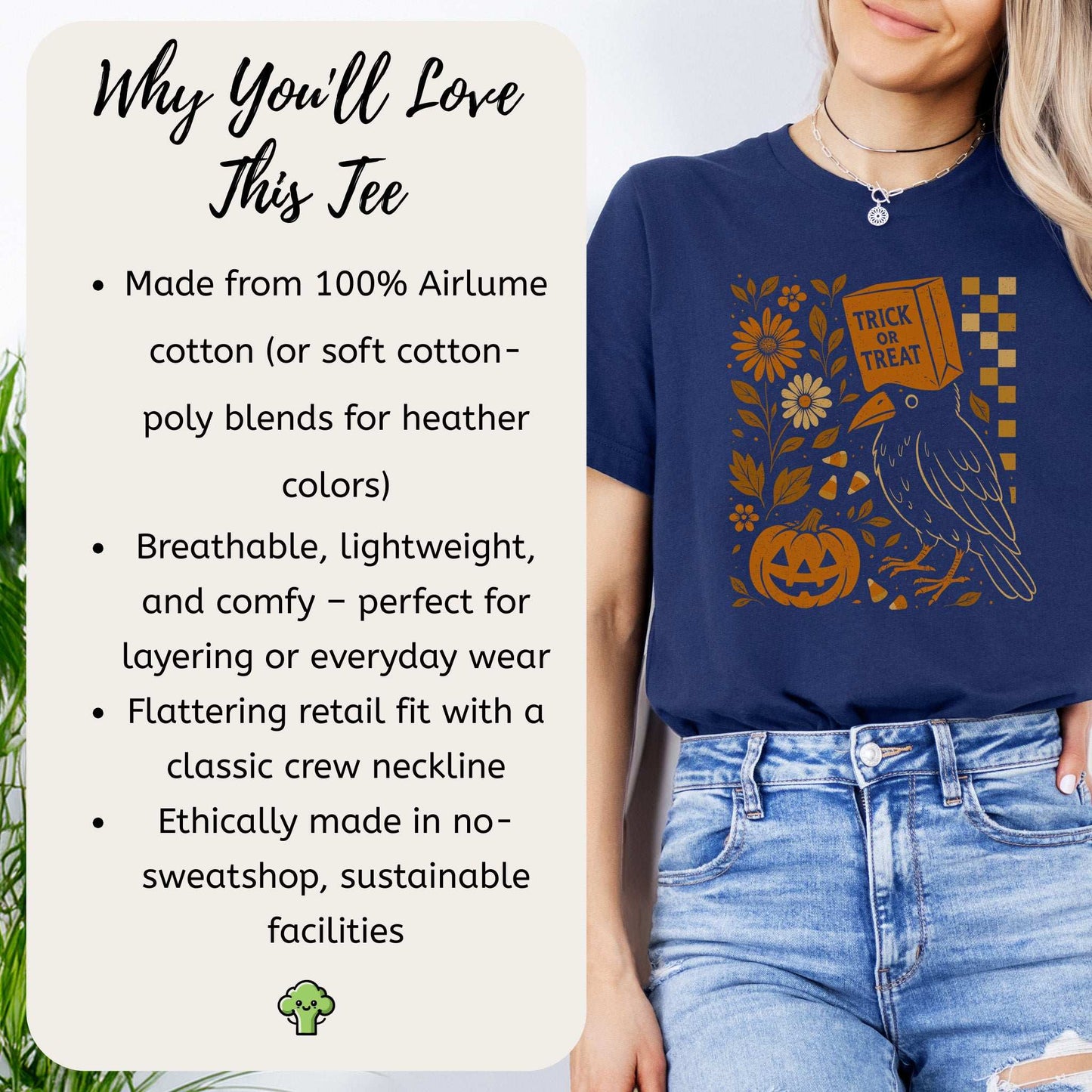 Trick-or-Treat Crow T-Shirt β Funny Halloween Bird & Pumpkin Vibes