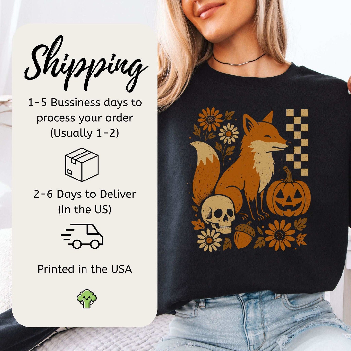 Halloween Fox Sweatshirt – Spooky Floral Forestcore Pumpkin Vibes