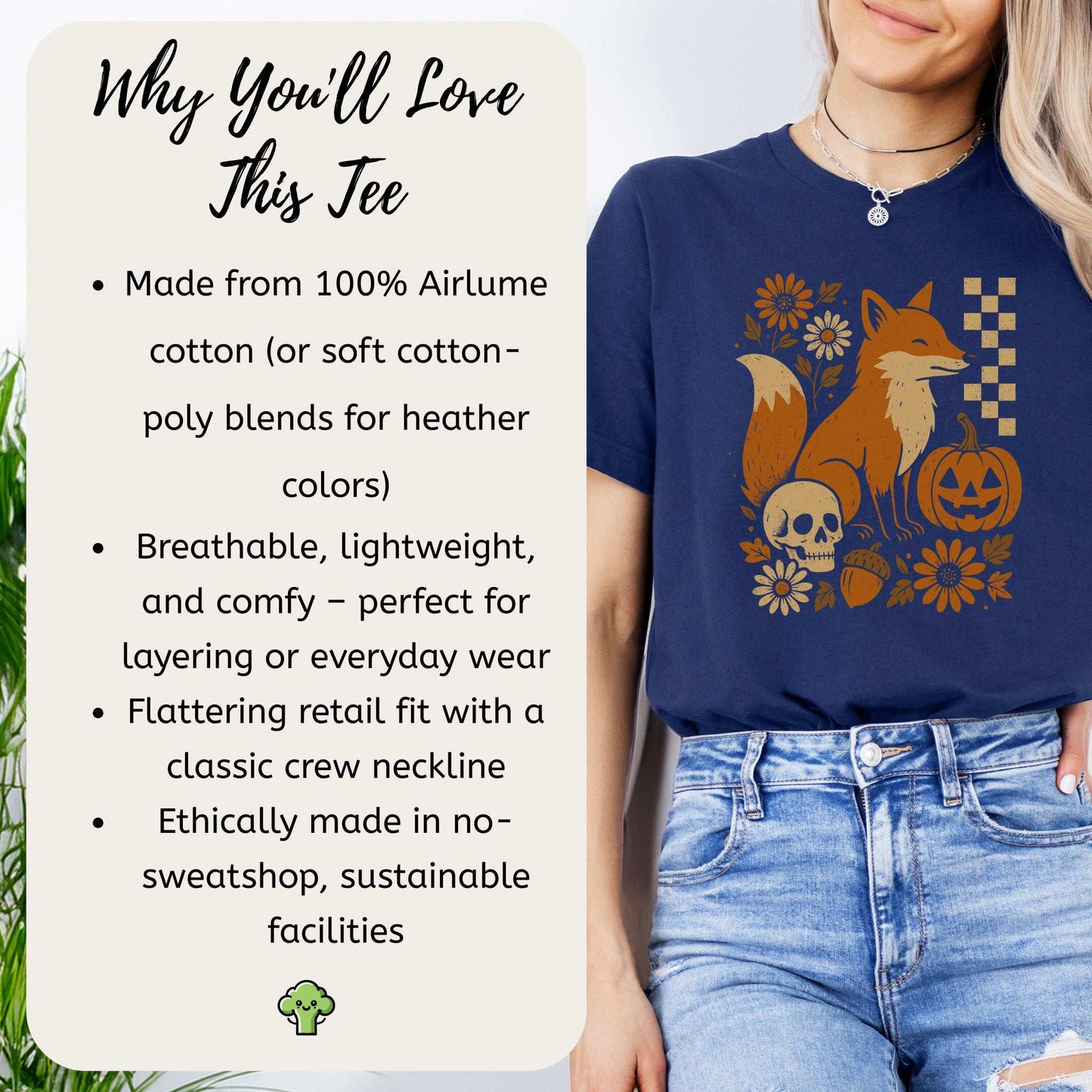 Halloween Fox T-Shirt – Spooky Floral Forestcore Pumpkin Vibes