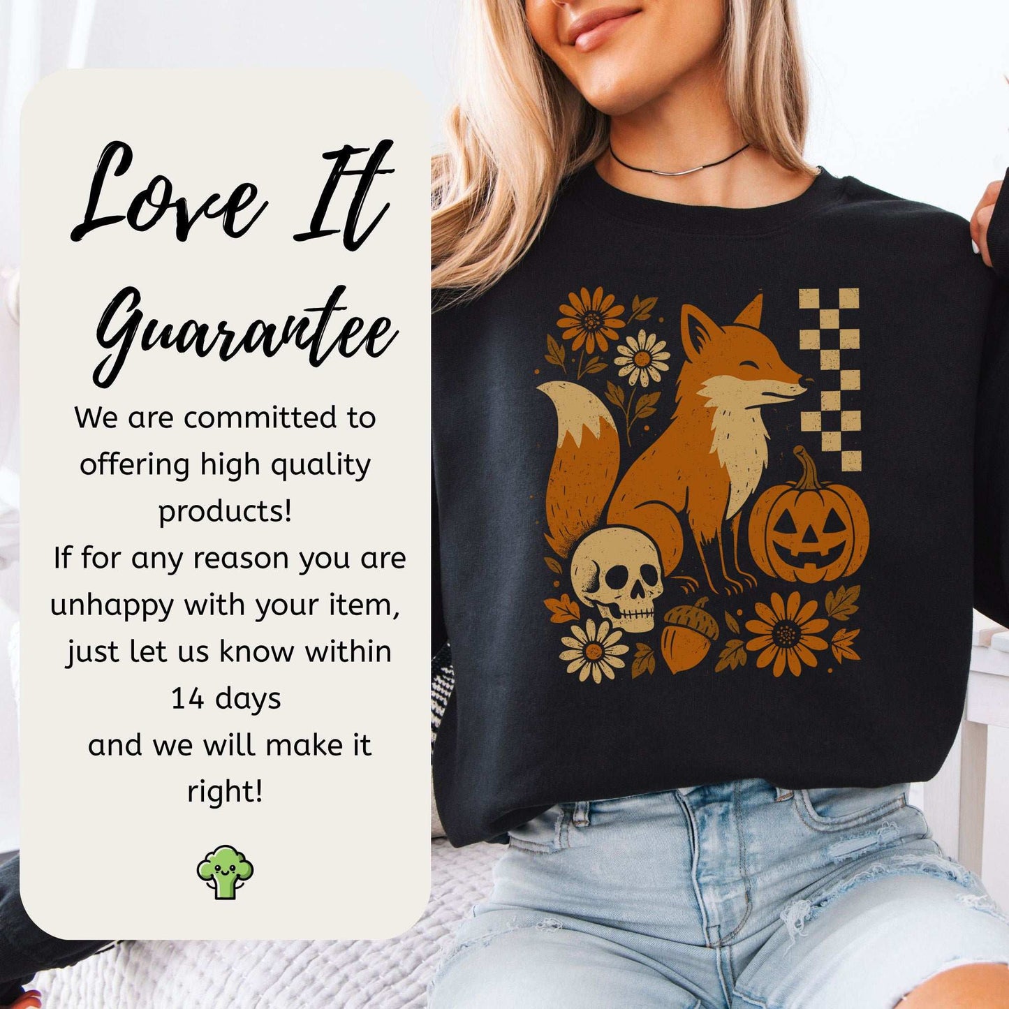 Halloween Fox Sweatshirt – Spooky Floral Forestcore Pumpkin Vibes
