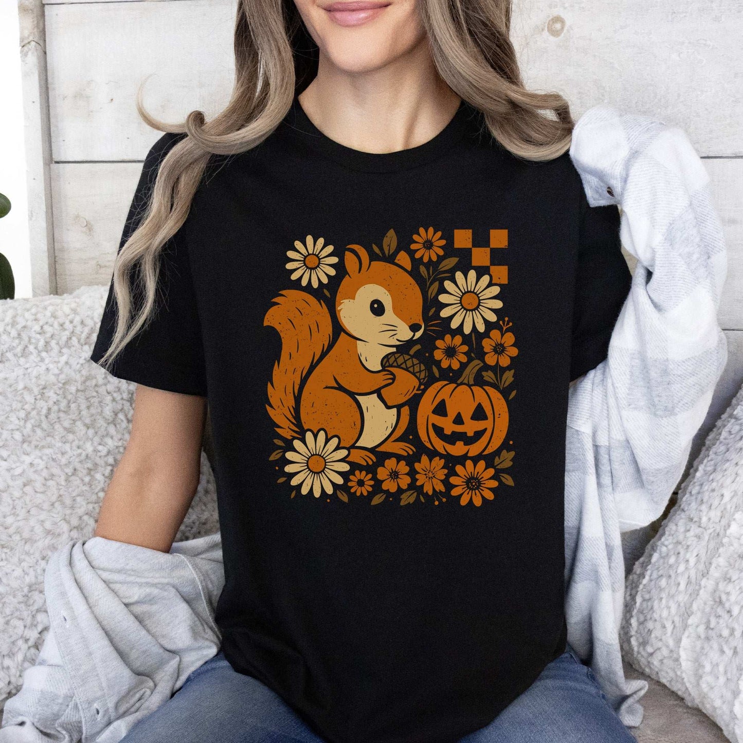 Pumpkin Patch Squirrel T-Shirt – Cute Retro Halloween Nature Vibes