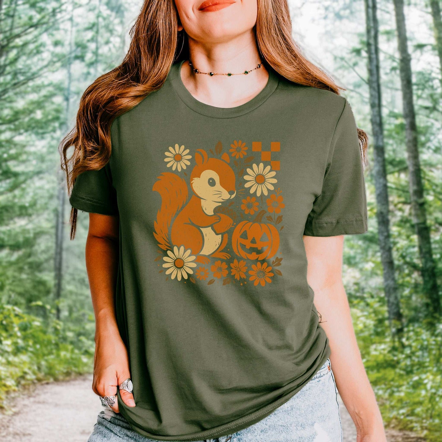 Pumpkin Patch Squirrel T-Shirt – Cute Retro Halloween Nature Vibes