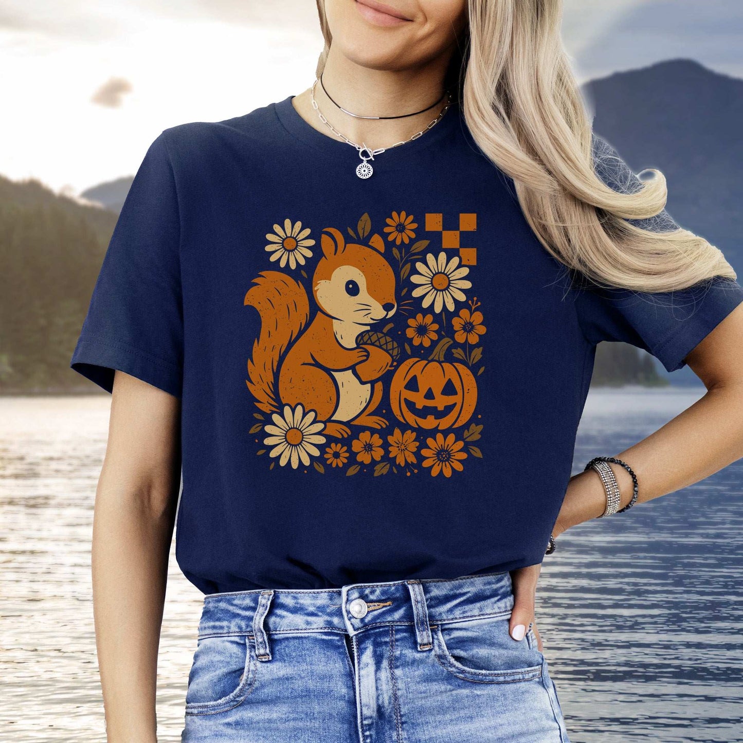 Pumpkin Patch Squirrel T-Shirt – Cute Retro Halloween Nature Vibes
