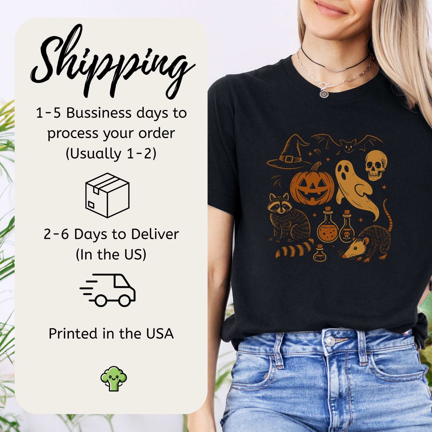 Halloween Raccoon & Opossum T-Shirt – Spooky Trash Panda Potion Vibes