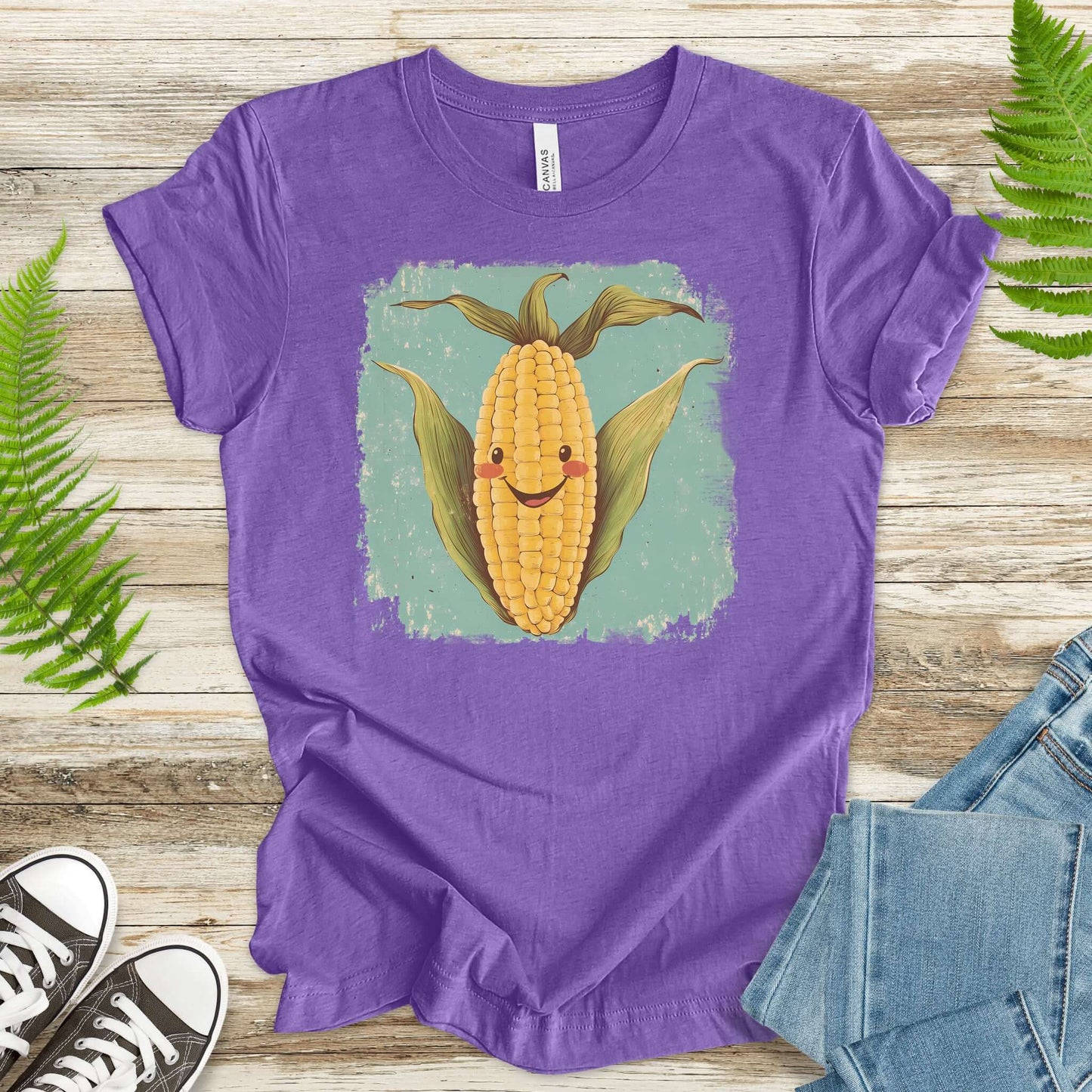 Retro Smiling Corn Character T-Shirt