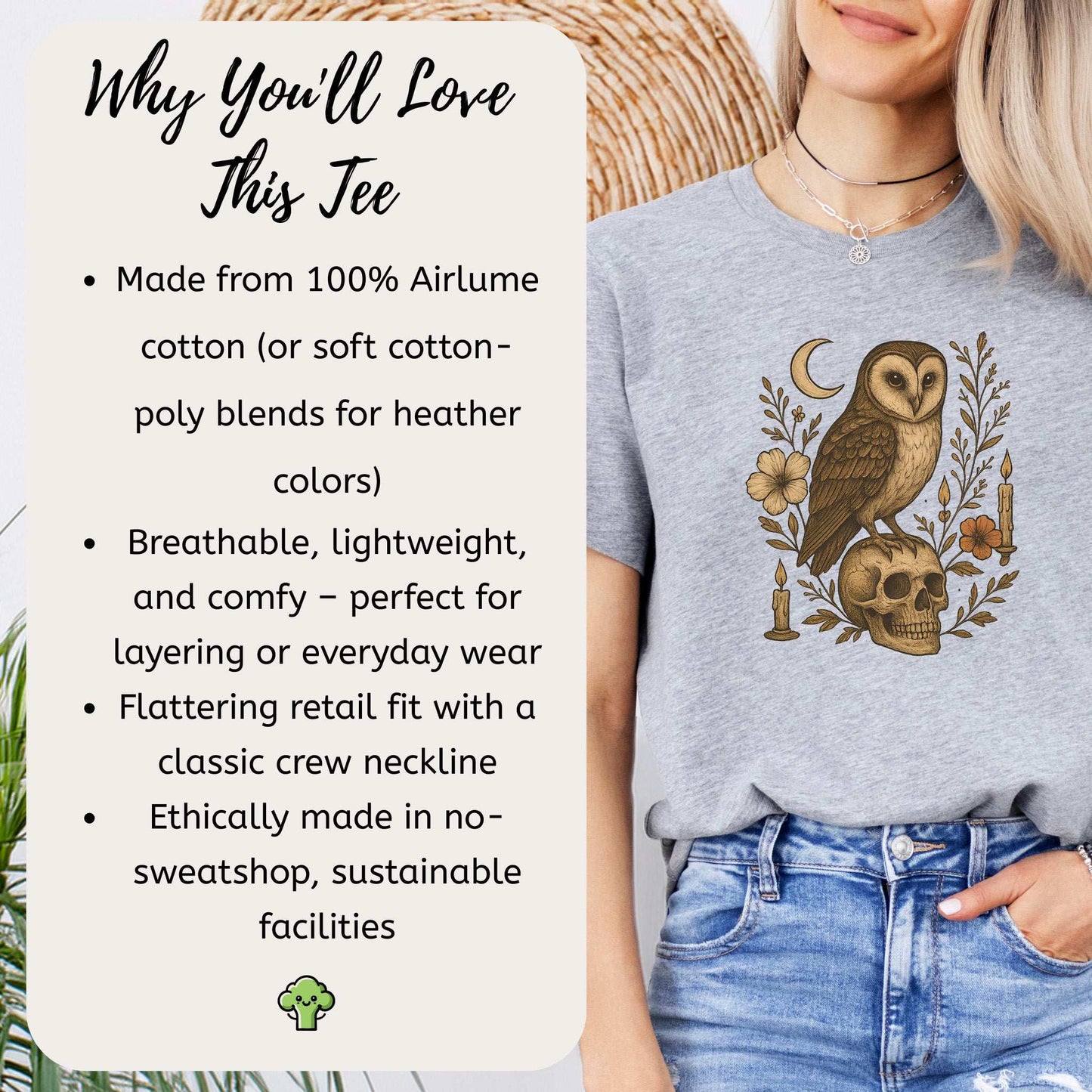 Haunting Owl & Skull T-Shirt – Gothic Moonlit Autumn Vibes