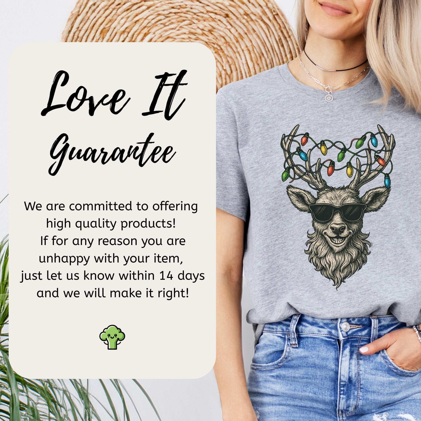 Cool Reindeer Christmas T-Shirt – Antlers with Holiday Lights & Attitude