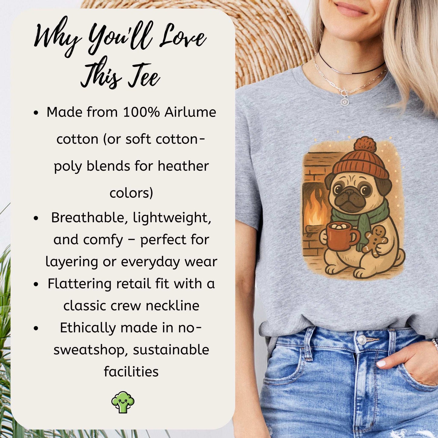 Hot Cocoa & Pug Hugs T-Shirt – Cute Winter Pug Christmas Tee