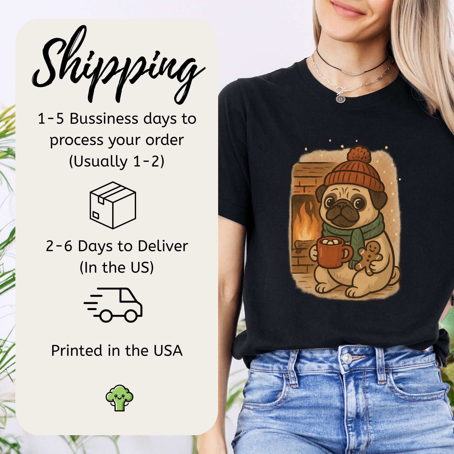 Hot Cocoa & Pug Hugs T-Shirt – Cute Winter Pug Christmas Tee