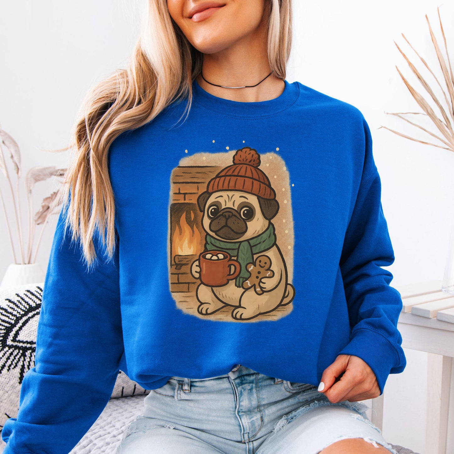 Hot Cocoa & Pug Hugs Sweatshirt – Cute Winter Dog Lover Christmas Gift