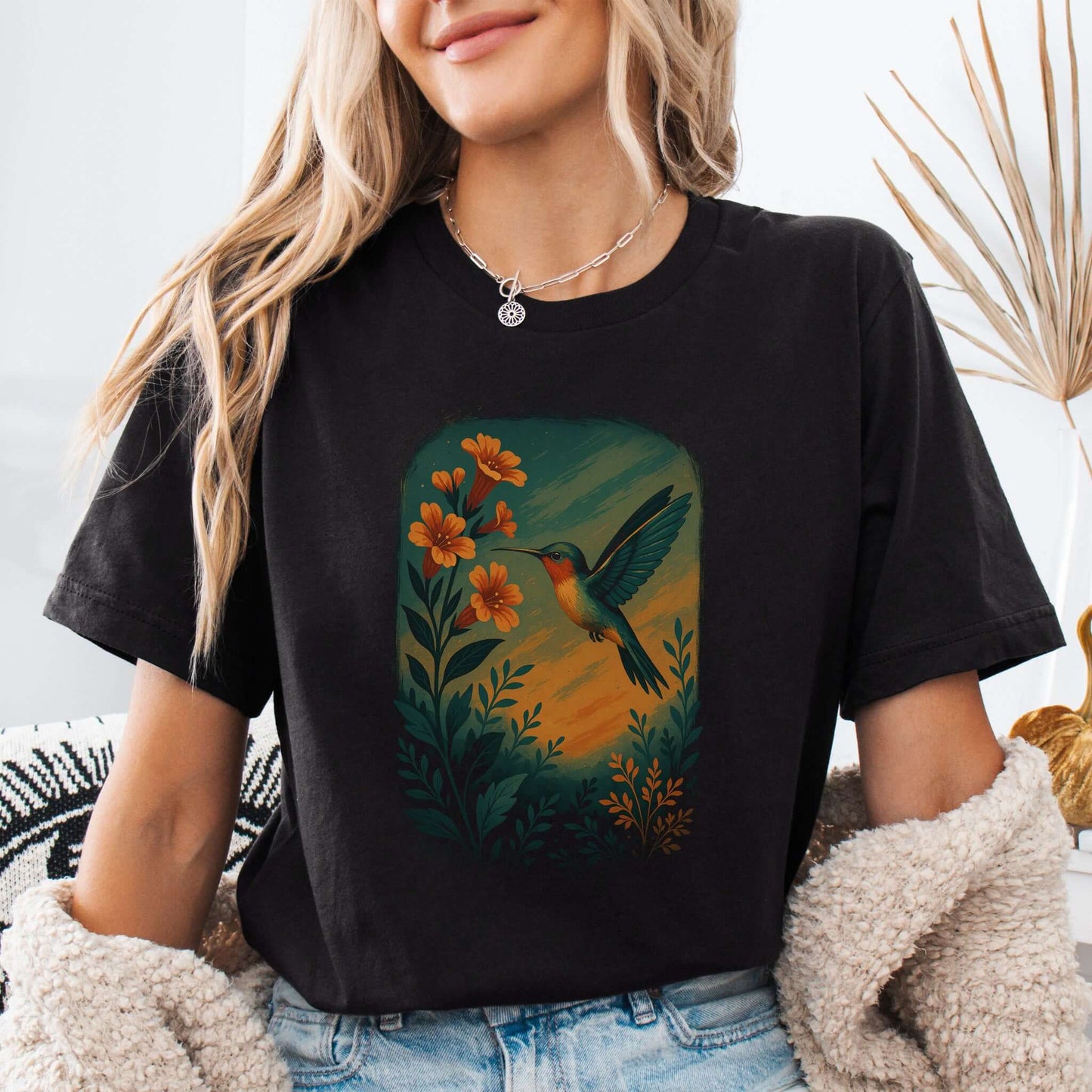 Hummingbird and Flower Spirit Animal T-Shirt – Symbol of Joy