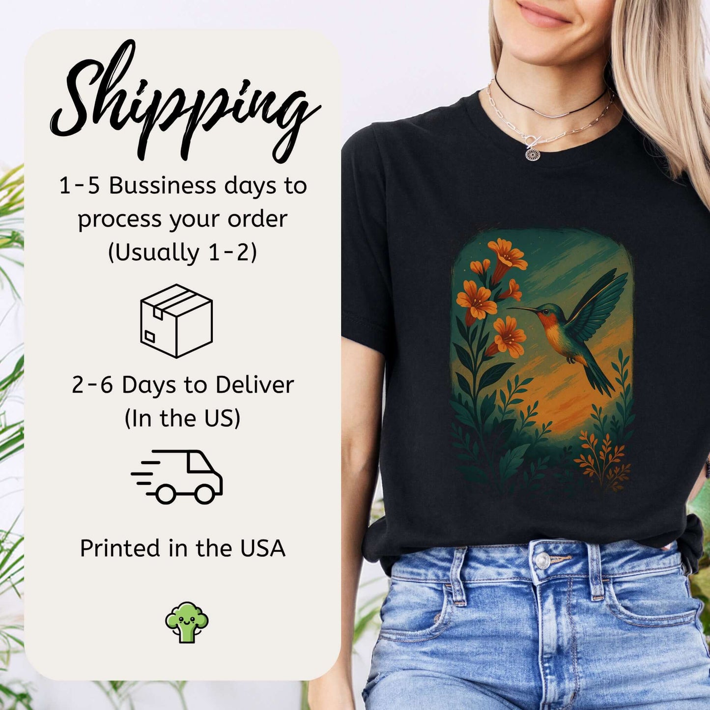 Hummingbird and Flower Spirit Animal T-Shirt – Symbol of Joy