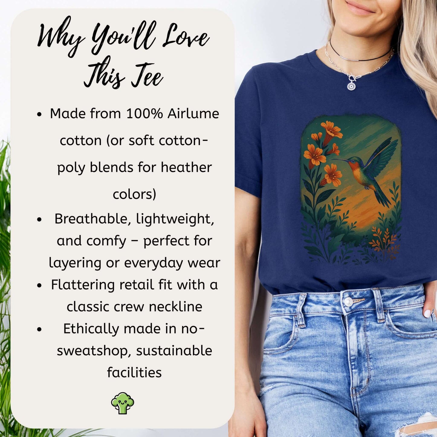 Hummingbird and Flower Spirit Animal T-Shirt – Symbol of Joy