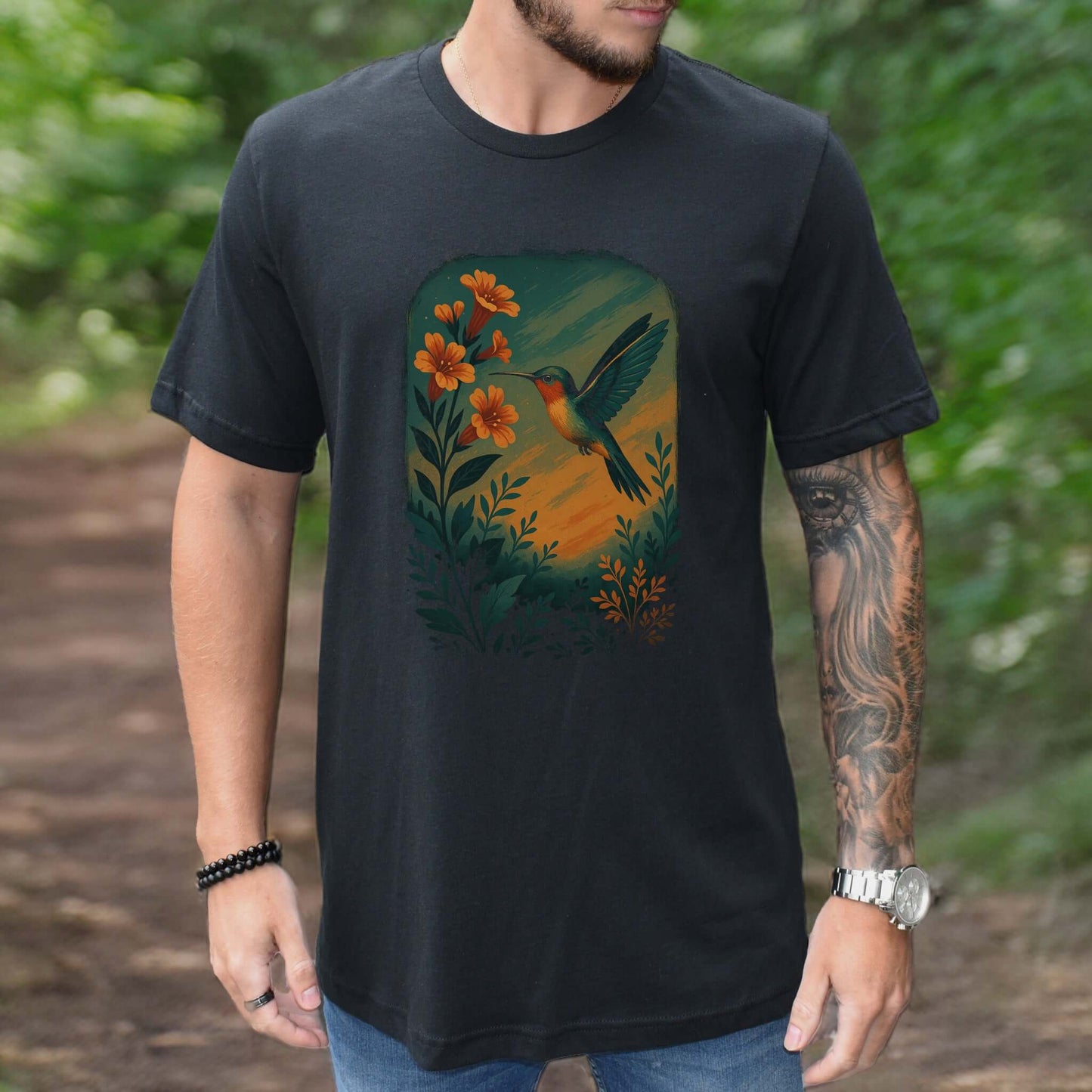 Hummingbird and Flower Spirit Animal T-Shirt – Symbol of Joy