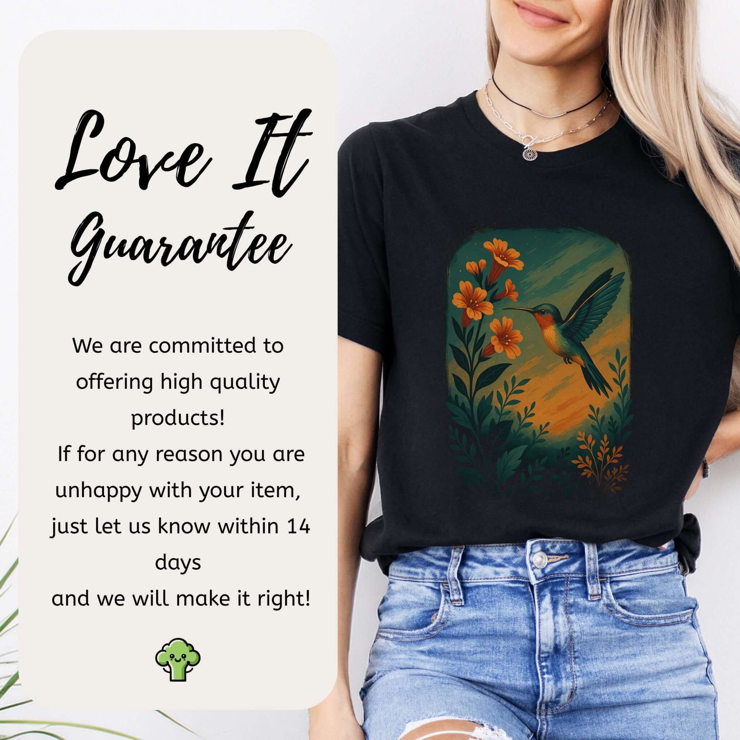 Hummingbird and Flower Spirit Animal T-Shirt – Symbol of Joy