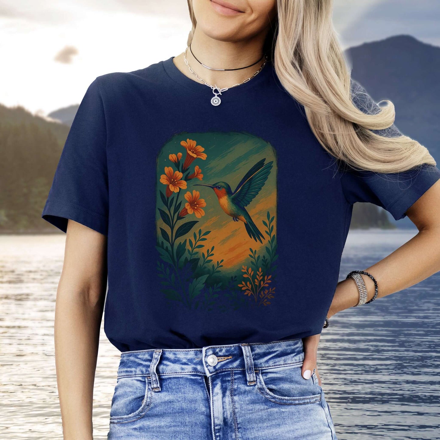 Hummingbird and Flower Spirit Animal T-Shirt – Symbol of Joy