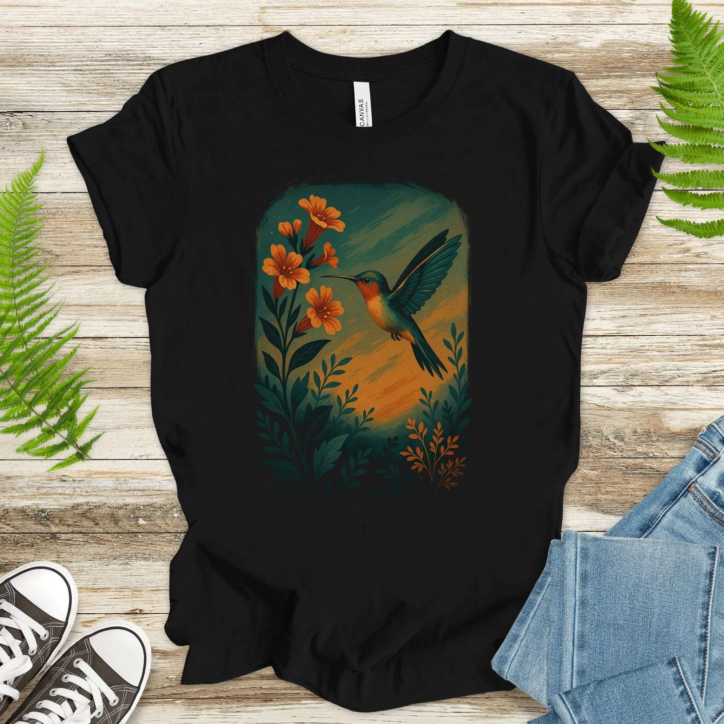 Hummingbird and Flower Spirit Animal T-Shirt – Symbol of Joy
