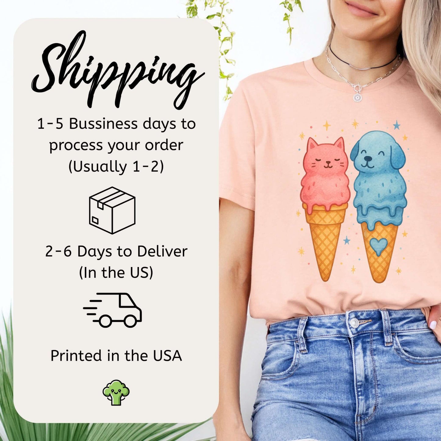 Dog & Cat Cute Ice Cream T-Shirt
