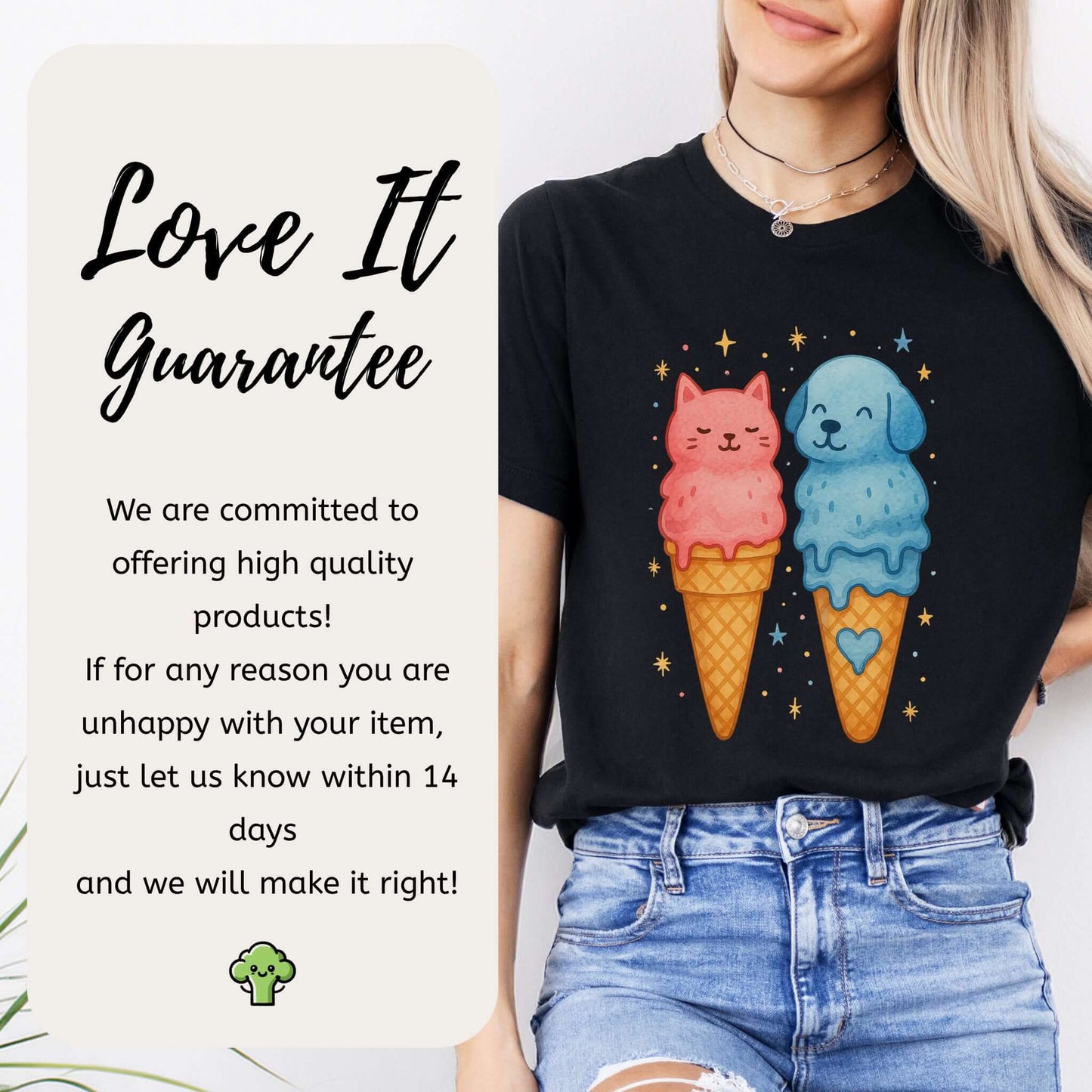 Dog & Cat Cute Ice Cream T-Shirt
