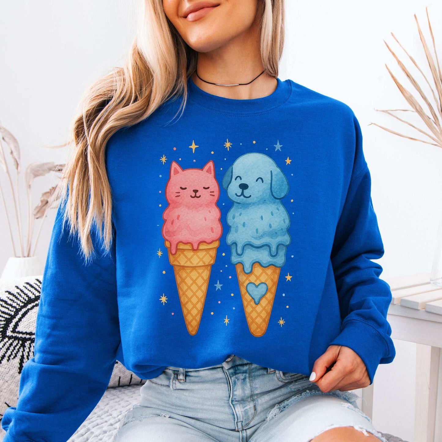 Dog & Cat Ice Cream Sweatshirt – Cute Melting Pet Lover Gift