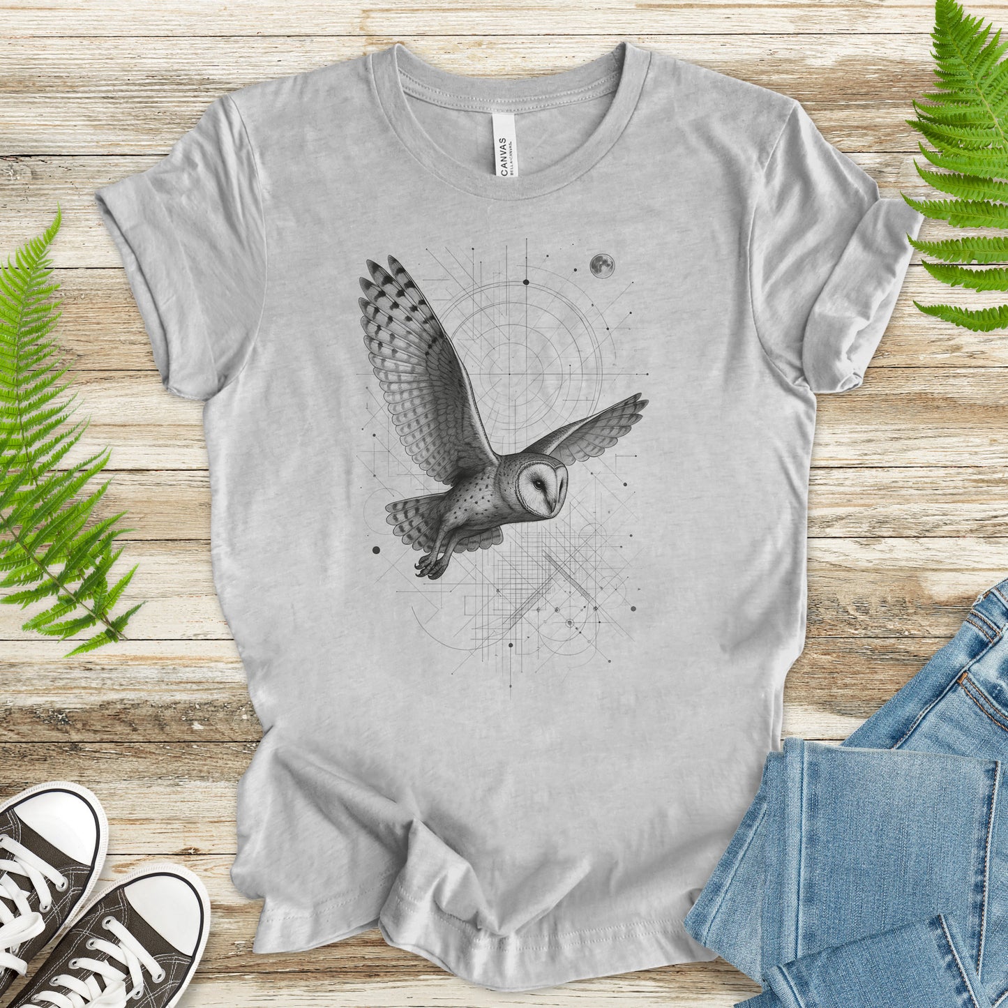 Geometric Barn Owl T-Shirt – Vintage Spirit Animal Bird Tee