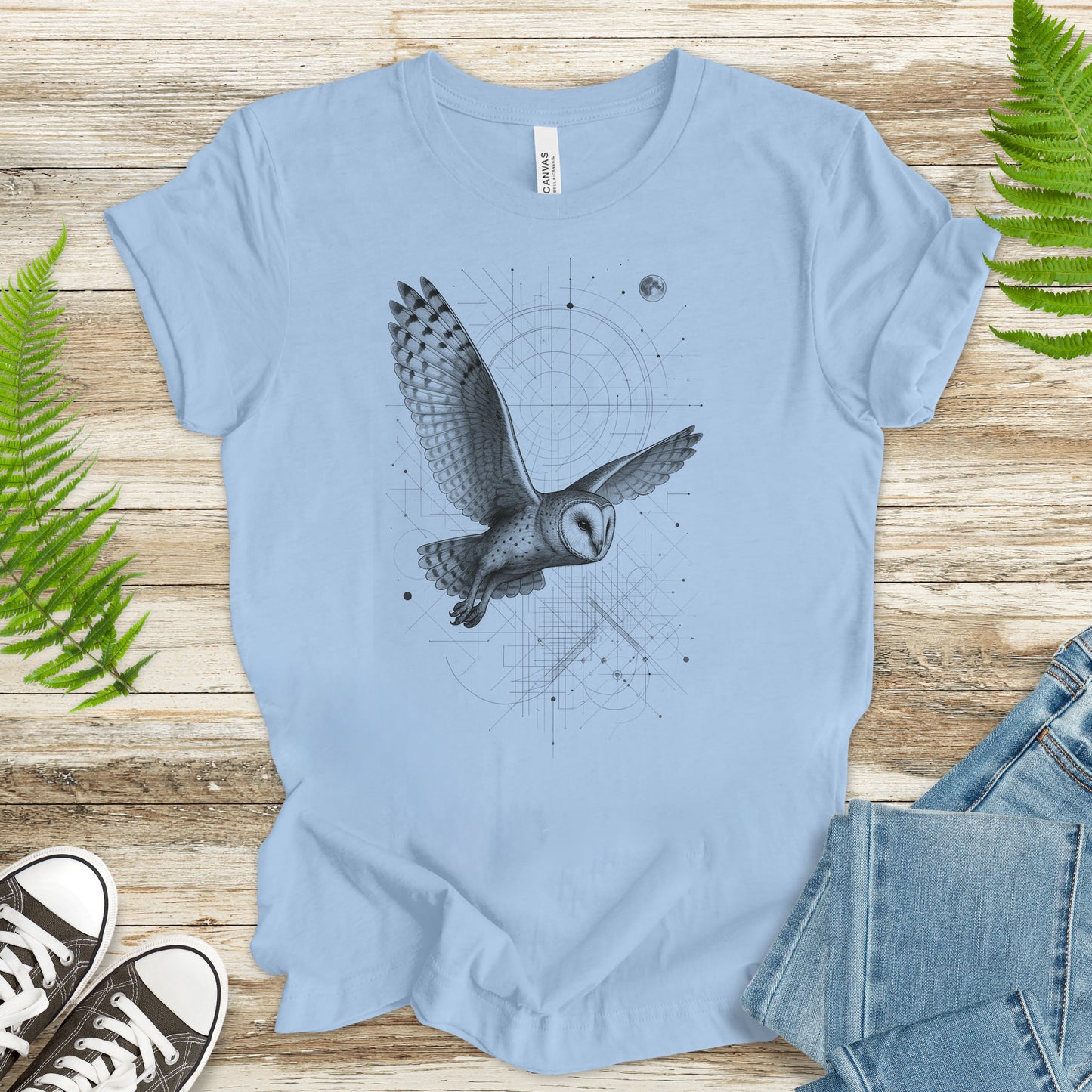 Geometric Barn Owl T-Shirt – Vintage Spirit Animal Bird Tee