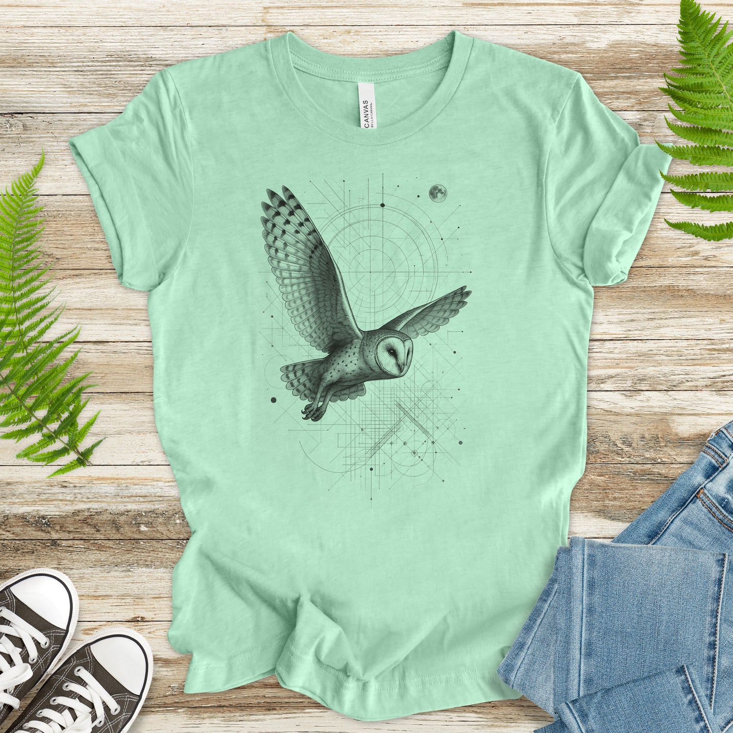 Geometric Barn Owl T-Shirt – Vintage Spirit Animal Bird Tee