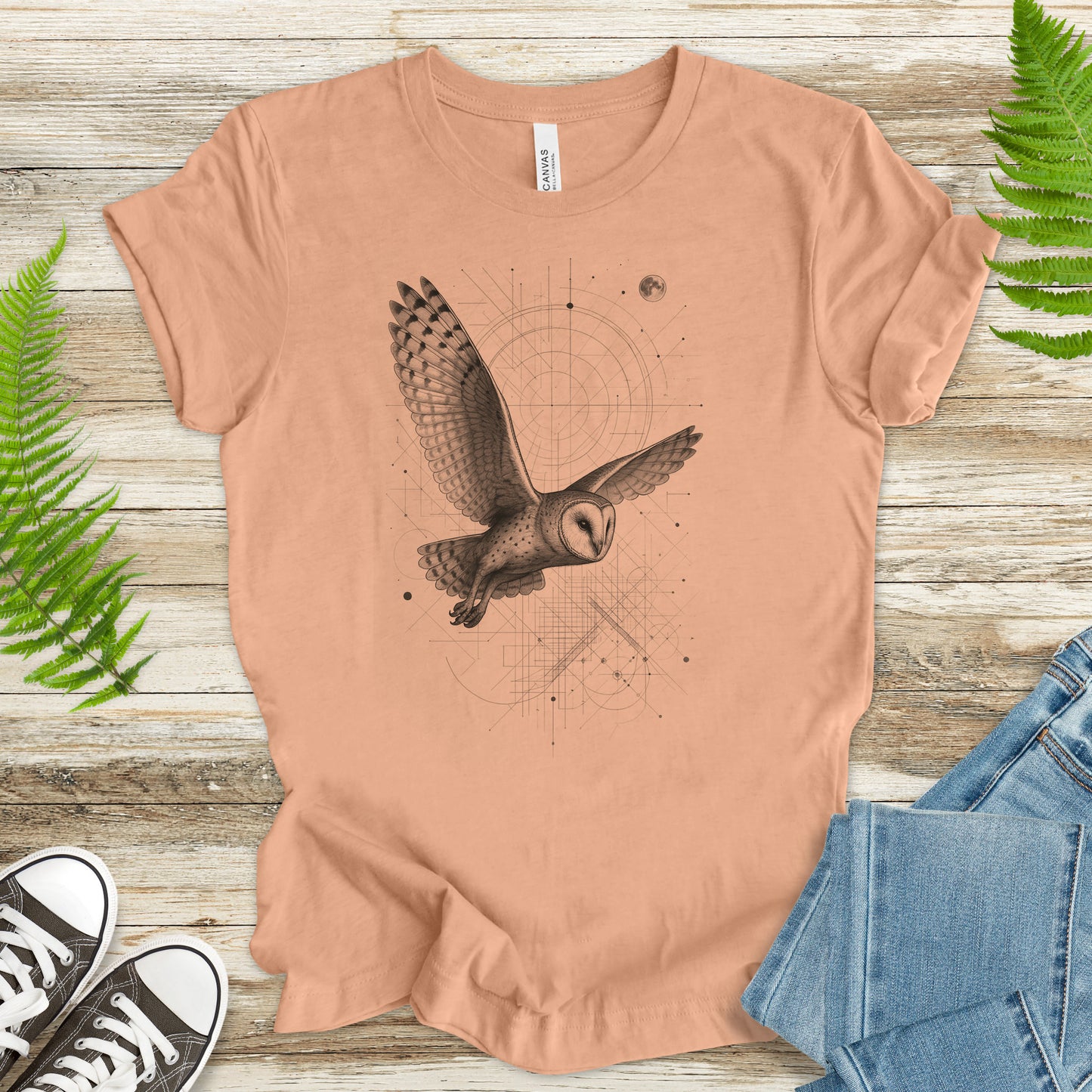 Geometric Barn Owl T-Shirt – Vintage Spirit Animal Bird Tee