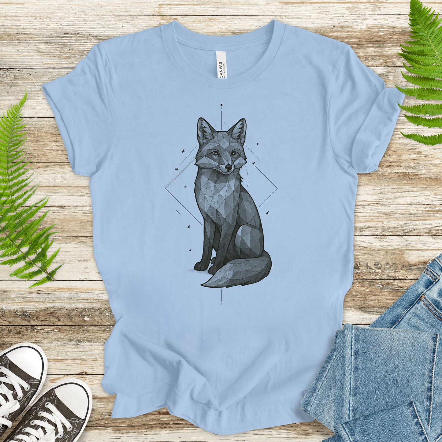 Geometric Fox T-Shirt – Vintage Forest Spirit Animal Tee