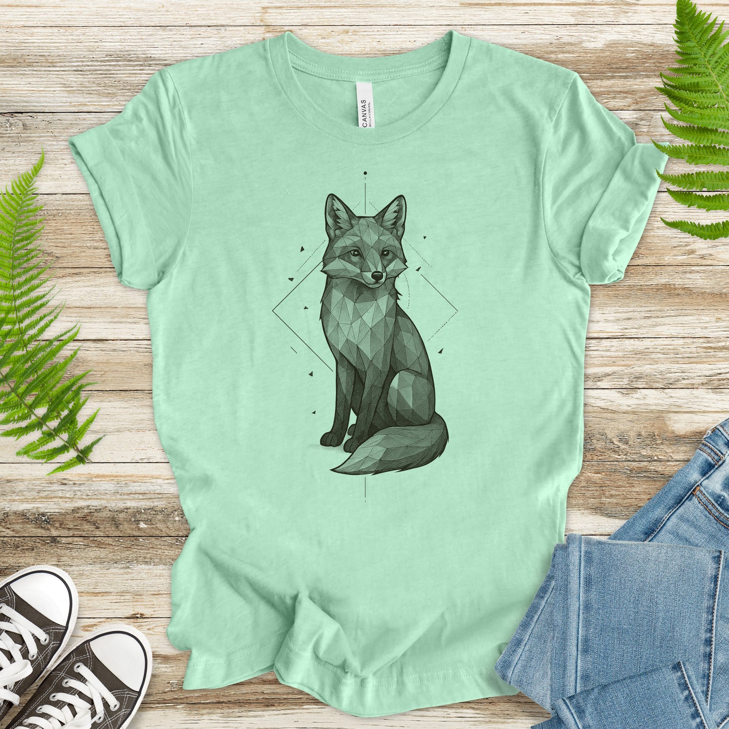 Geometric Fox T-Shirt – Vintage Forest Spirit Animal Tee