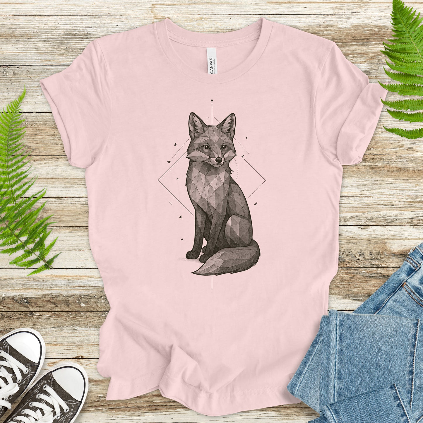 Geometric Fox T-Shirt – Vintage Forest Spirit Animal Tee