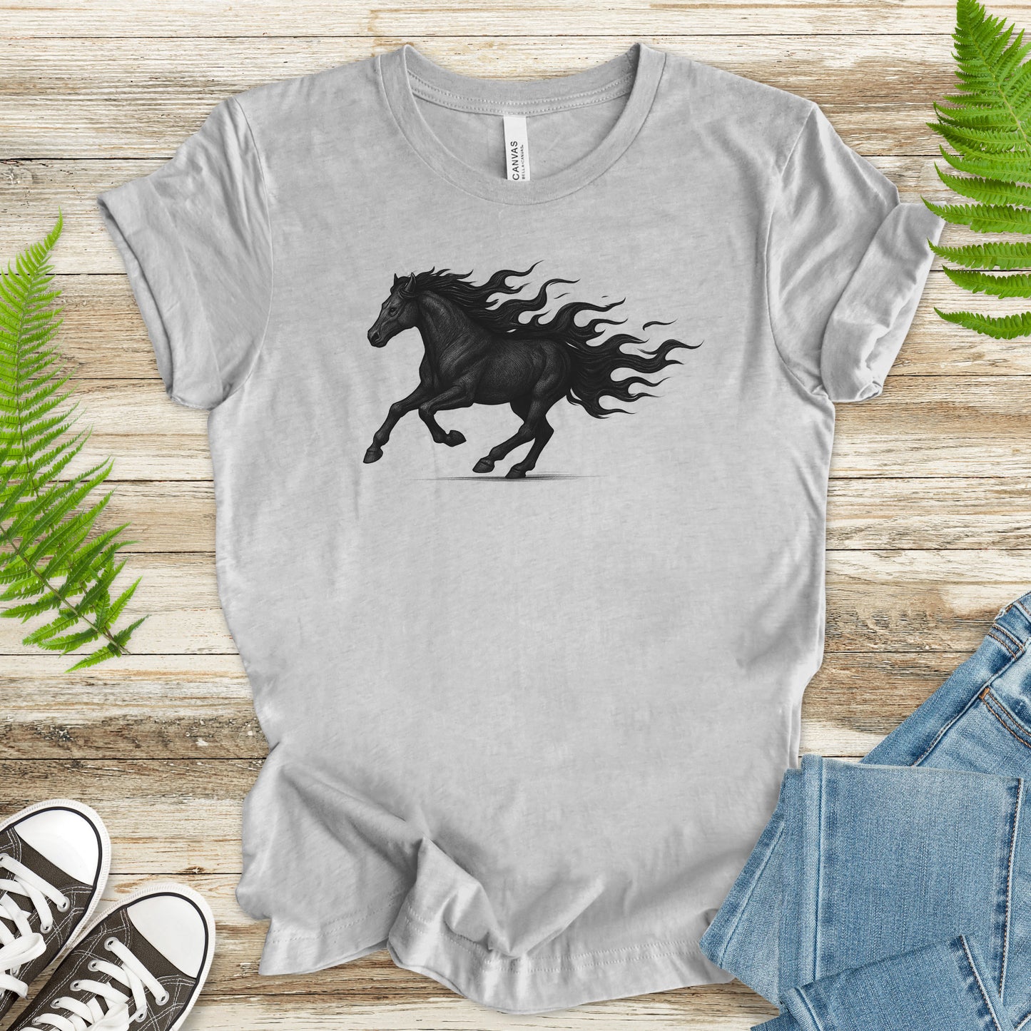Flame Horse T-Shirt – Vintage Fire Spirit Animal Gothic Tee