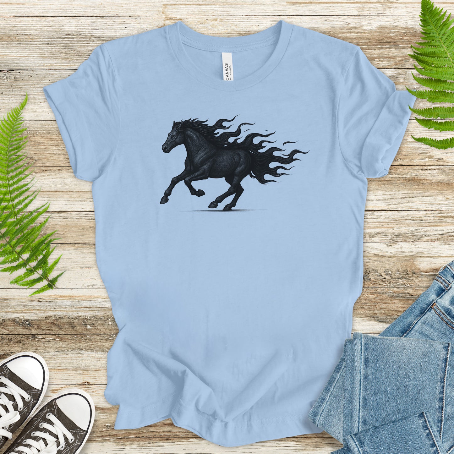 Flame Horse T-Shirt – Vintage Fire Spirit Animal Gothic Tee