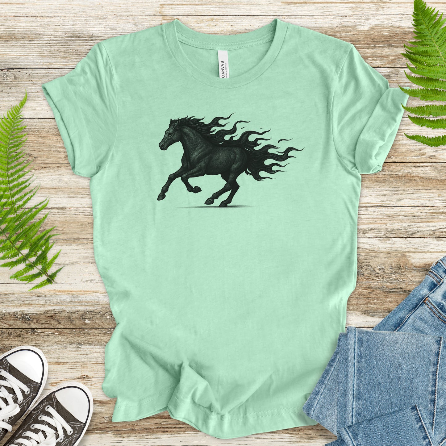 Flame Horse T-Shirt – Vintage Fire Spirit Animal Gothic Tee