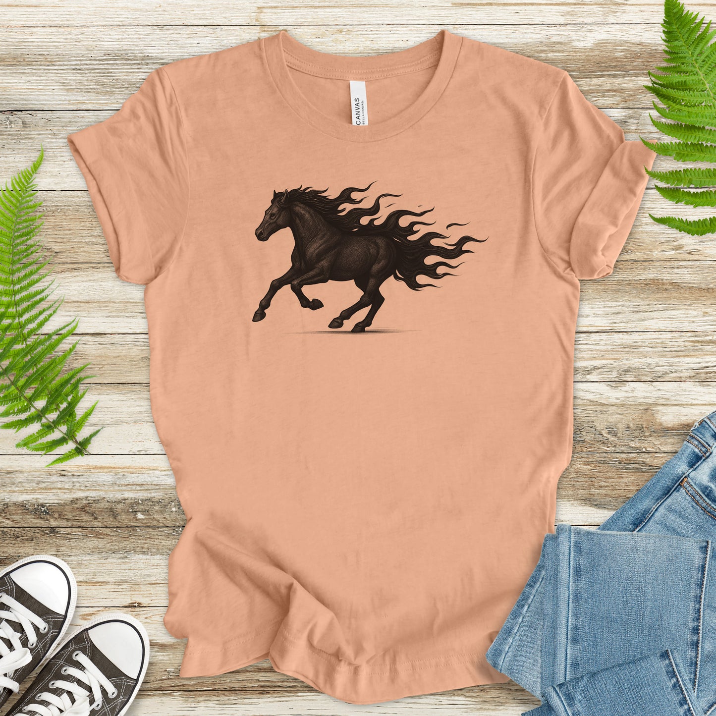 Flame Horse T-Shirt – Vintage Fire Spirit Animal Gothic Tee