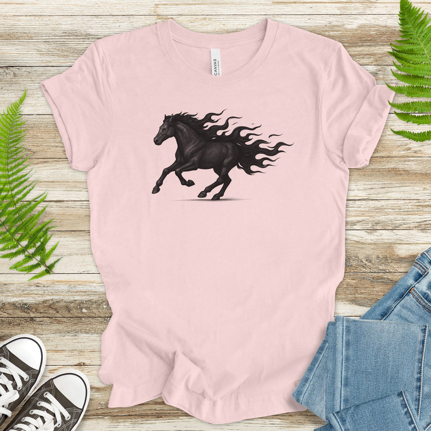 Flame Horse T-Shirt – Vintage Fire Spirit Animal Gothic Tee