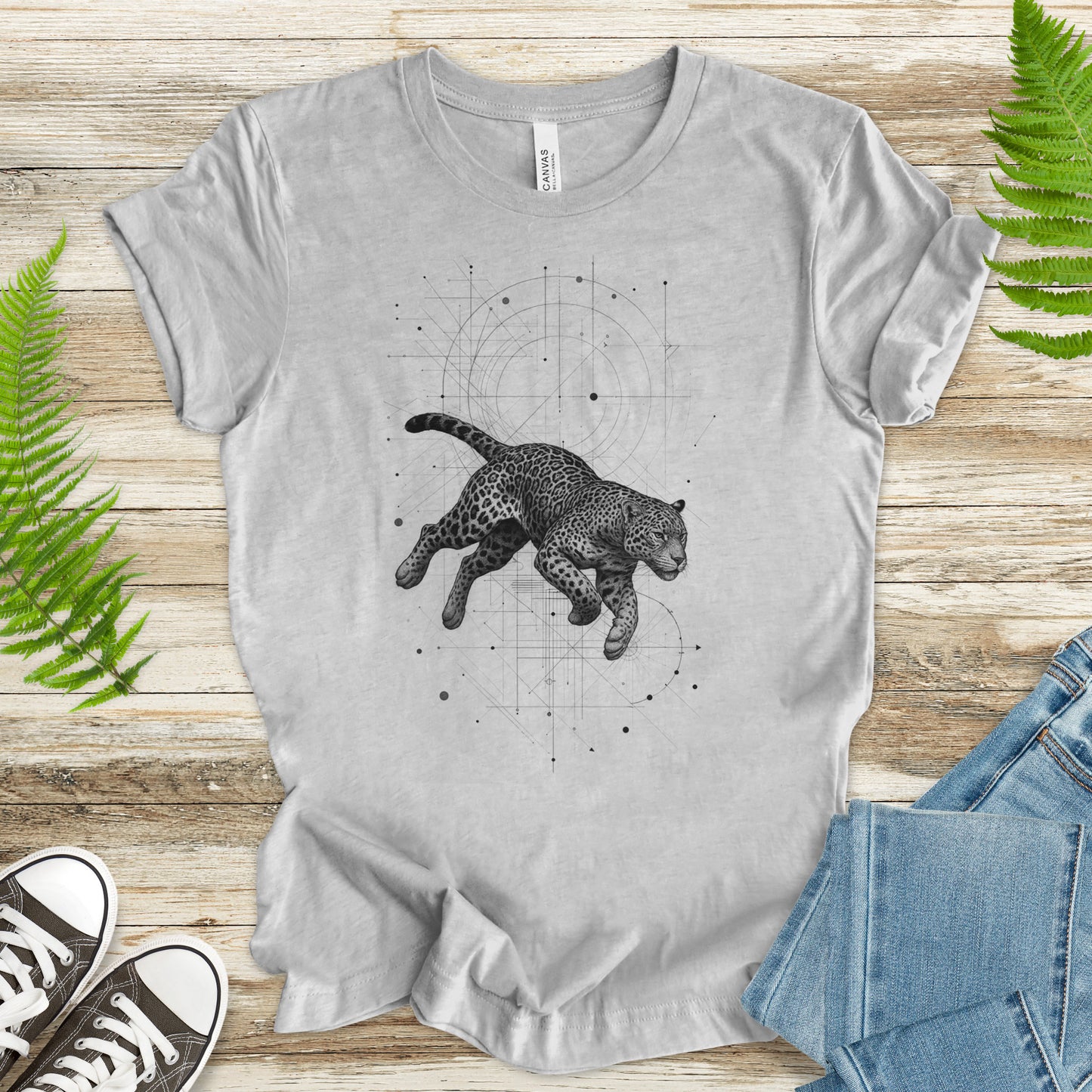 Geometric Jaguar T-Shirt – Vintage Jungle Cat Spirit Animal Tee