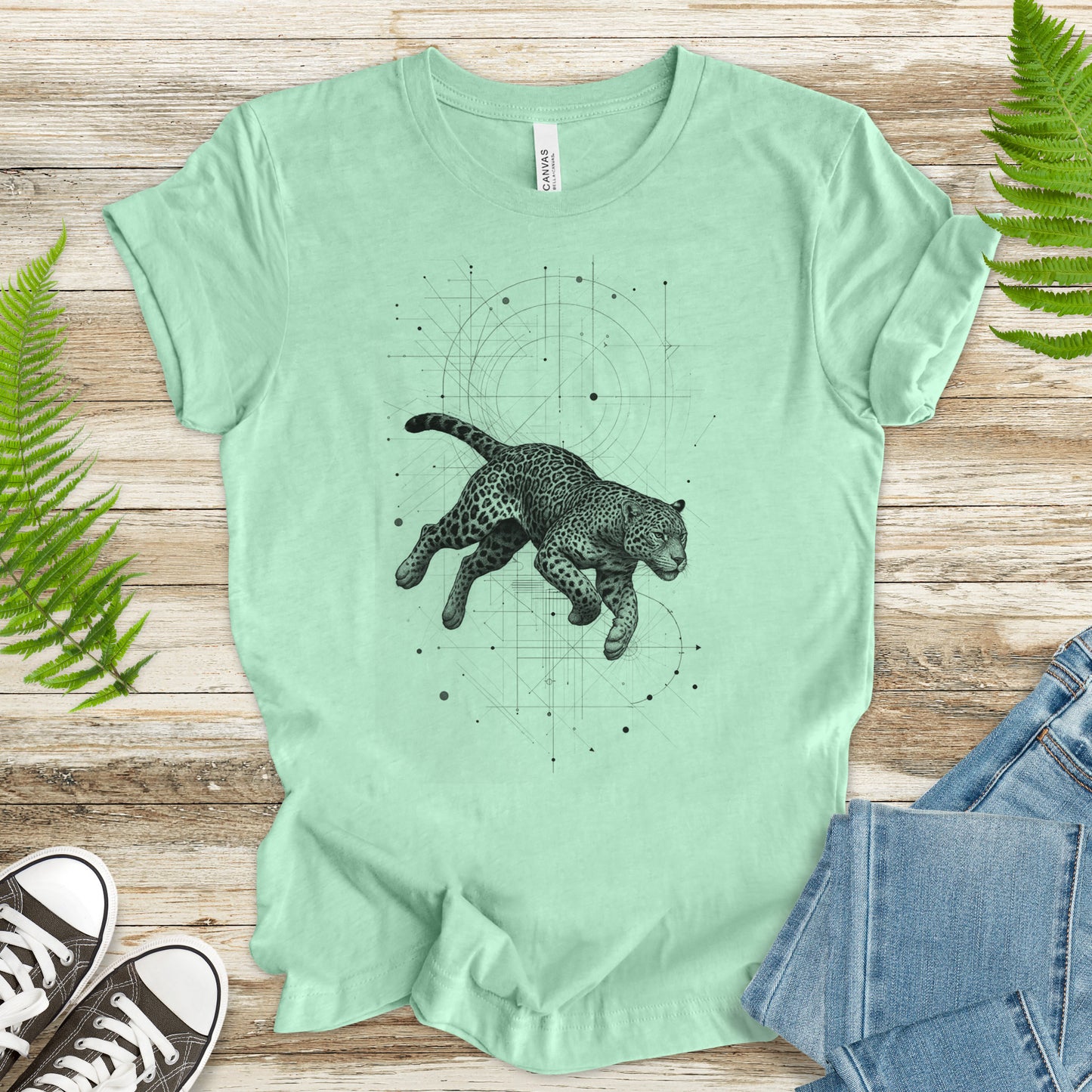 Geometric Jaguar T-Shirt – Vintage Jungle Cat Spirit Animal Tee