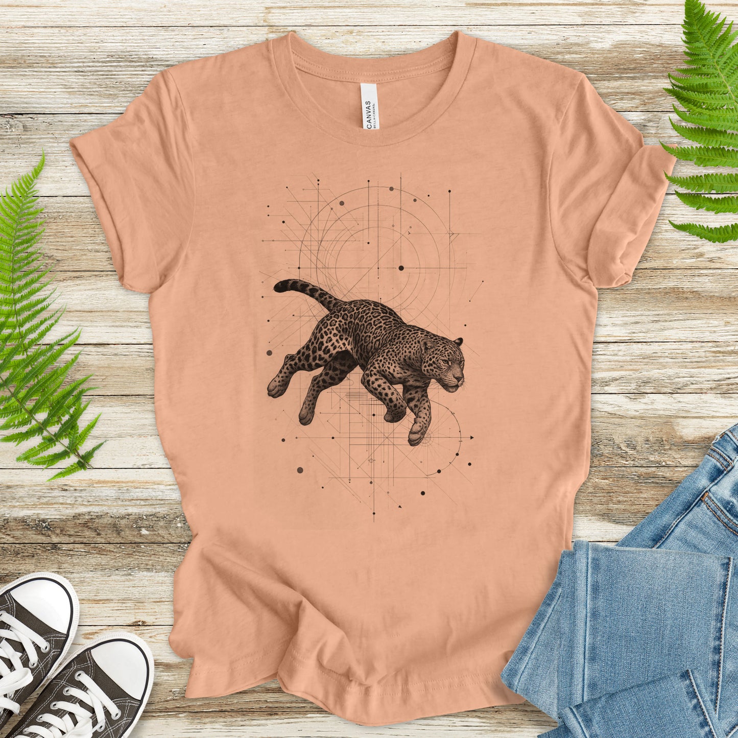 Geometric Jaguar T-Shirt – Vintage Jungle Cat Spirit Animal Tee