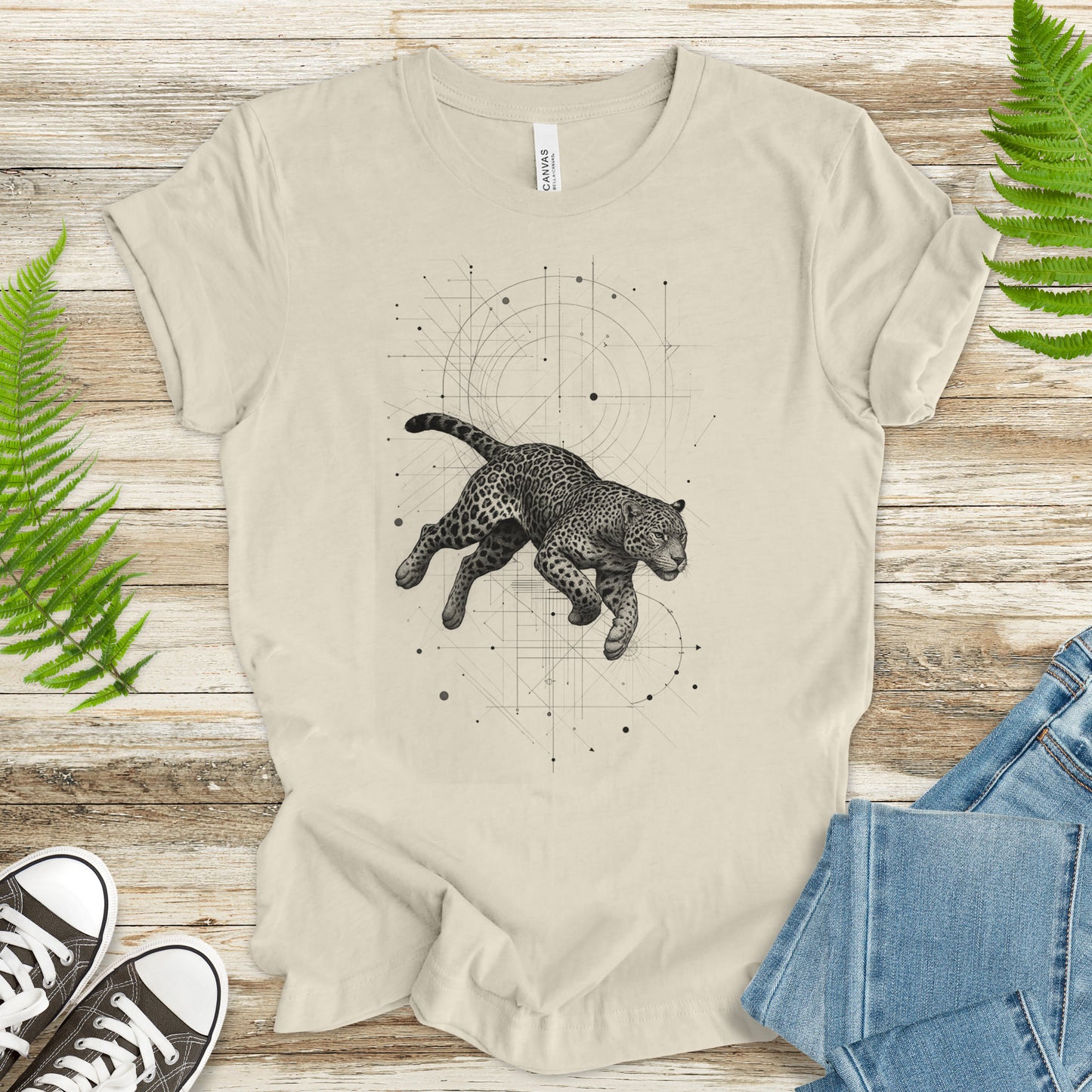 Geometric Jaguar T-Shirt – Vintage Jungle Cat Spirit Animal Tee