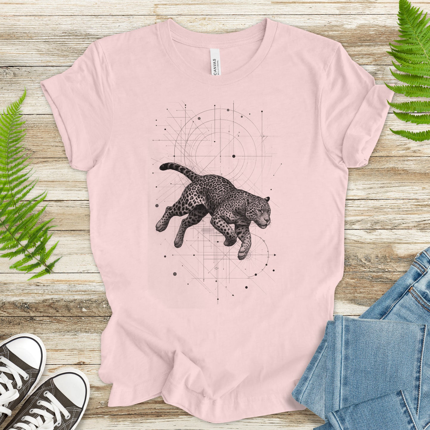 Geometric Jaguar T-Shirt – Vintage Jungle Cat Spirit Animal Tee