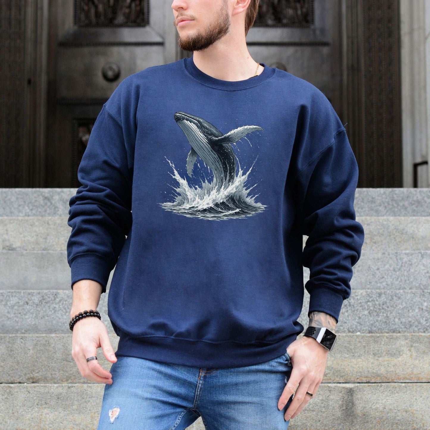 Breaching Humpback Whale Sweatshirt – Ocean Wildlife Vibes for Whale Watching Fans