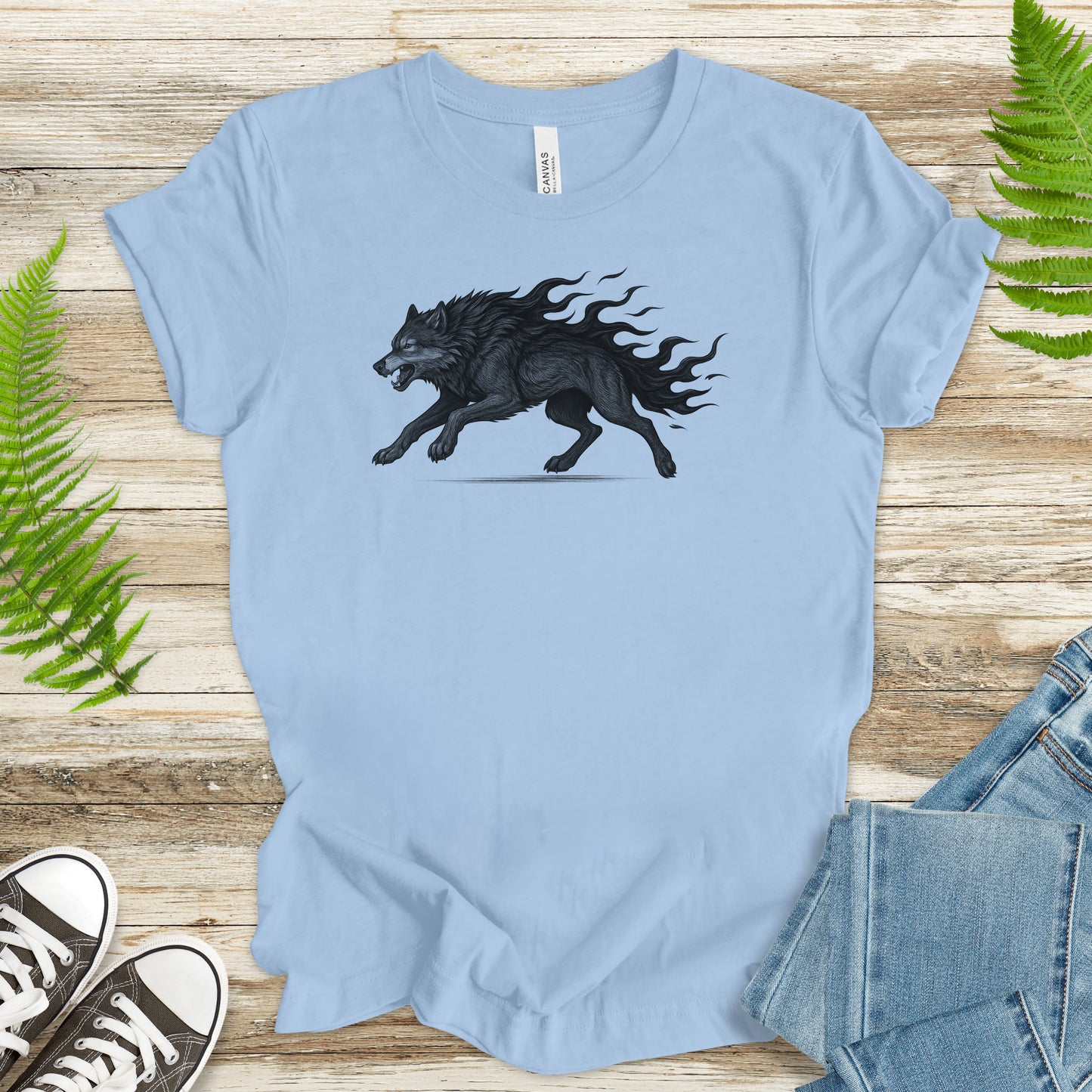 Flame Wolf T-Shirt – Vintage Fire Spirit Animal Gothic Tee