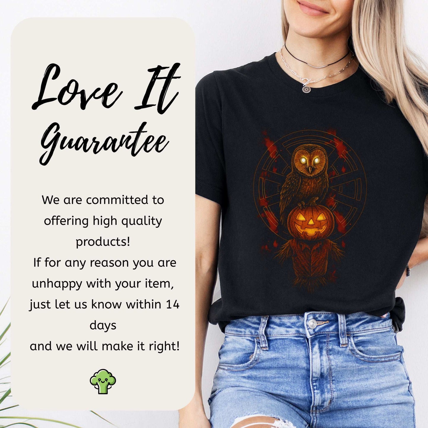 Jack & The Watcher T-Shirt – Gothic Owl & Pumpkinhead Horror Tee