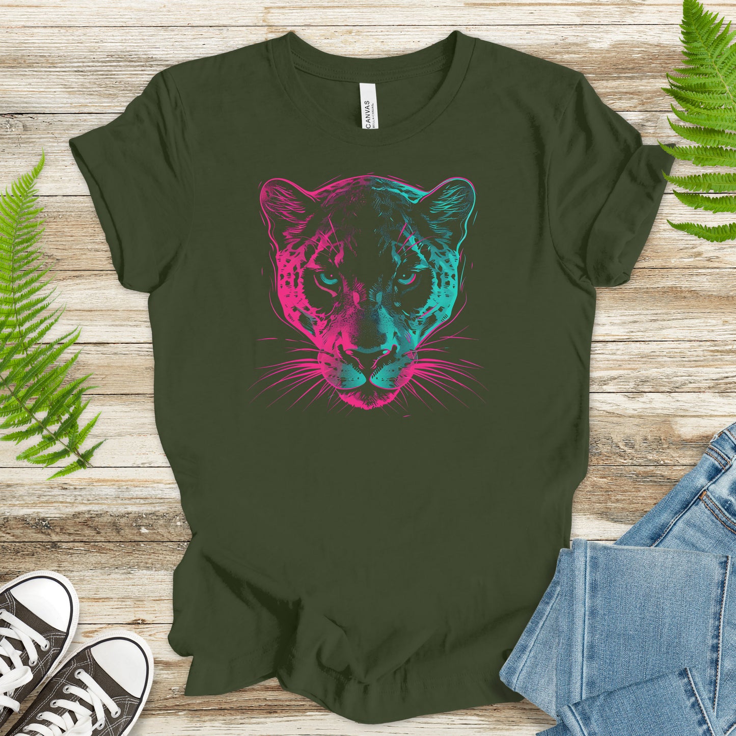 Psychedelic Jaguar T-Shirt – Neon Jungle Big Cat Graphic Tee