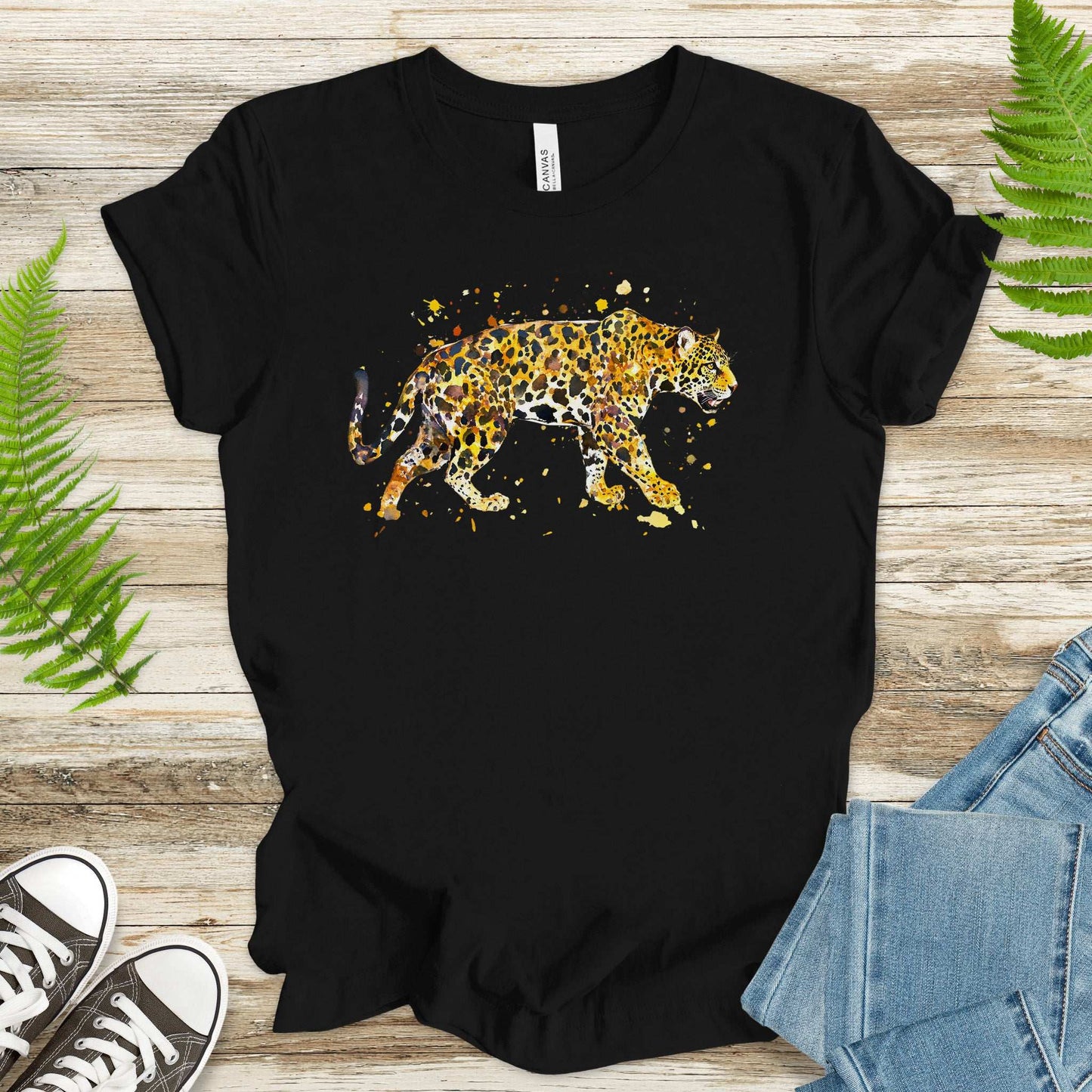 Watercolor Jaguar T-Shirt – Bold Big Cat Nature Lover Tee